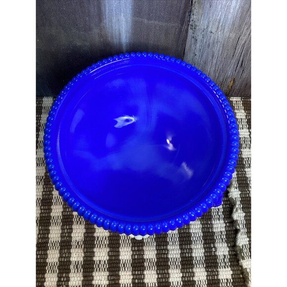 Westmoreland Glass Argonaut Shell Nautilus Covered Candy Dish Blue Slag White - Picture 5 of 16